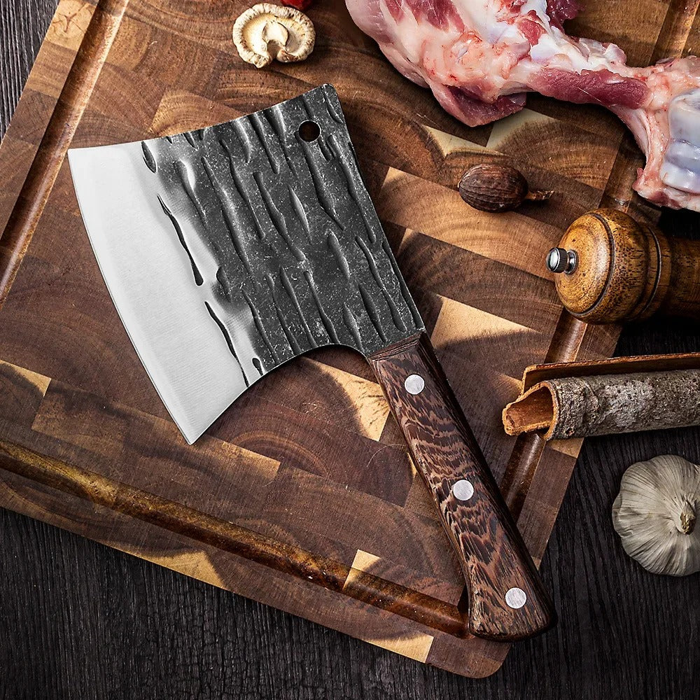 KD Stainless Steel Hand-forged Cut Bone Axe Tough Chopping Knife Butcher Knife