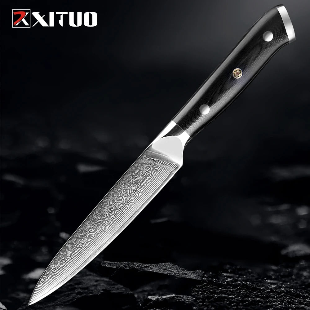 KD Japanese Utility Knife 5 Inch Damascus Kitchen Knife VG10 67 Layer Razor Sharp Knife