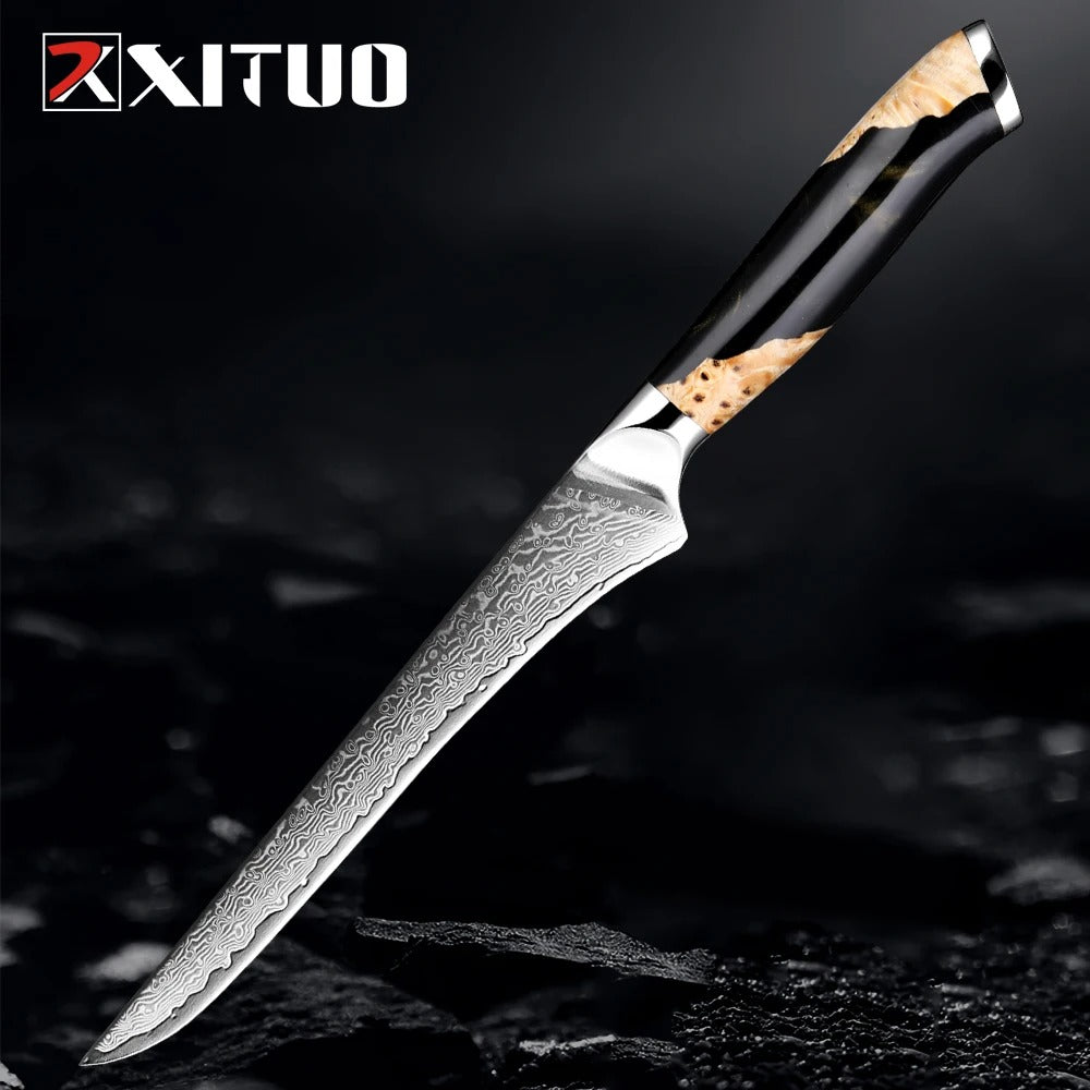KD Chef Boning Knife 6 Inch Best Damascus Japanese VG10 Steel 67 Layer Knife