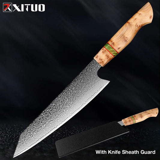 KD Kiritsuke Kitchen Knife Damascus VG10 High Carbon Steel 67-Layer Slicing Knife