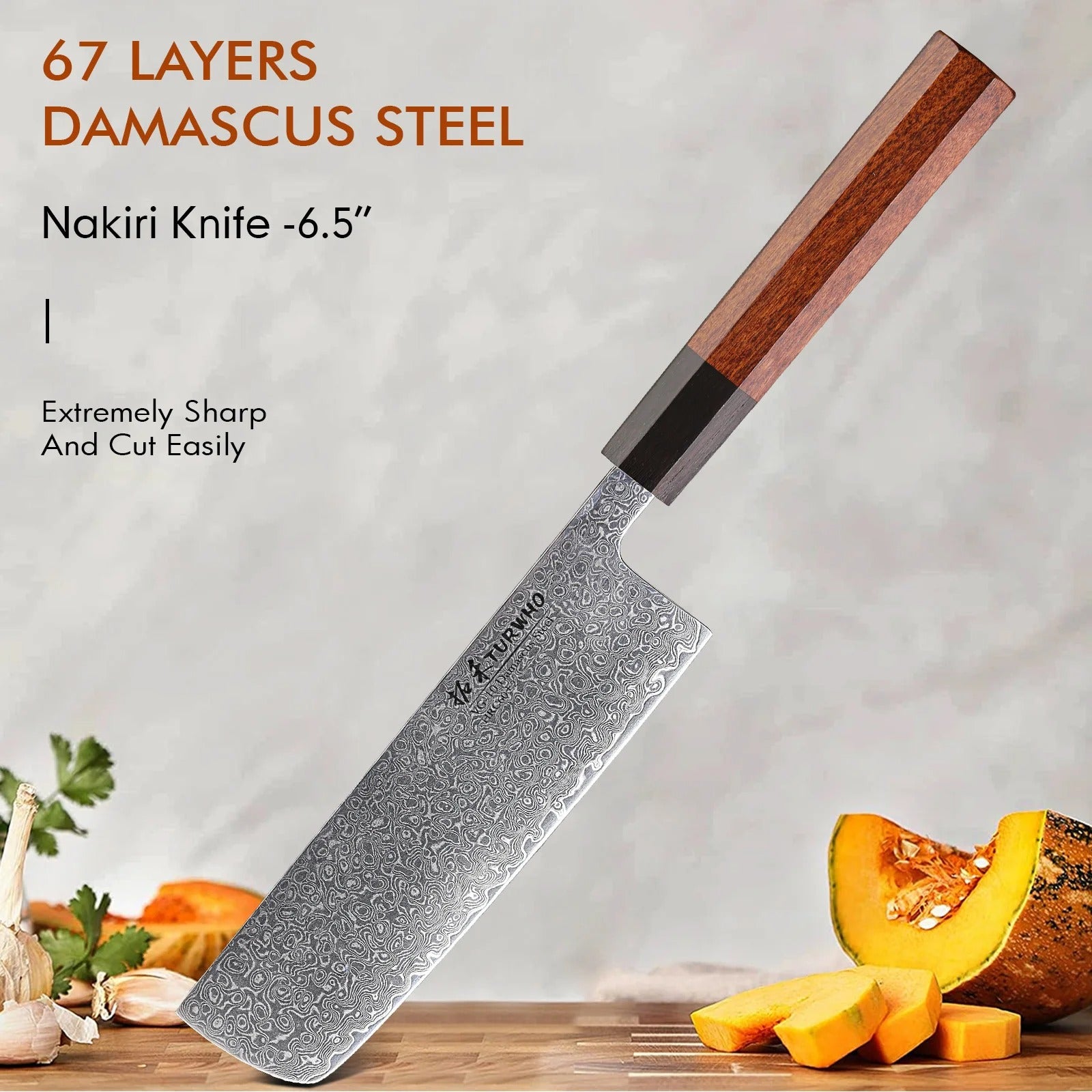 KD Japanese Hand Forged Kitchen Knives 67 Layer Damascus Steel Nakiri Chef Knife