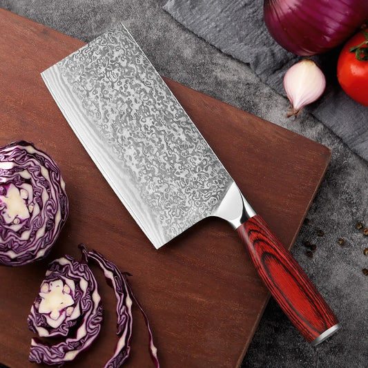 KD Chinese Chef Knife Damascus Steel Knife for Home and Restaurant