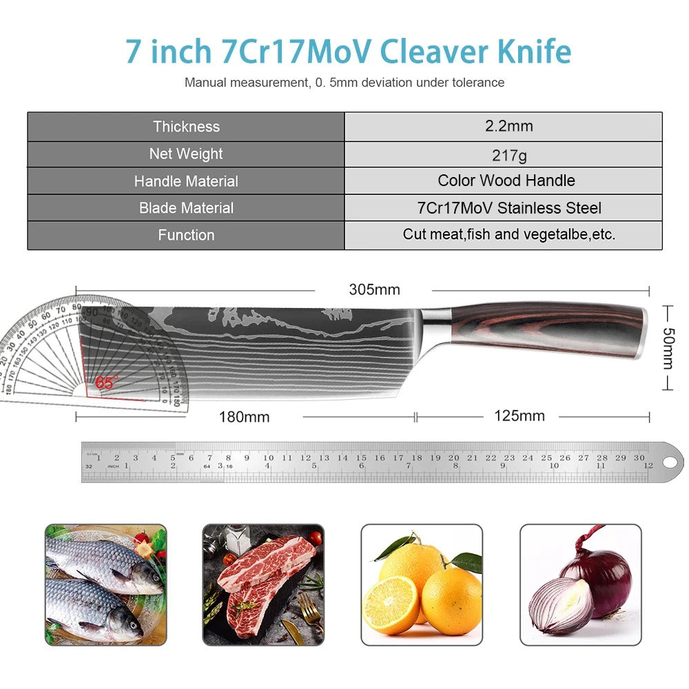 KD 7 Inch Japan Nakiri Chef Knife Stainless Steel Kitchen Knife