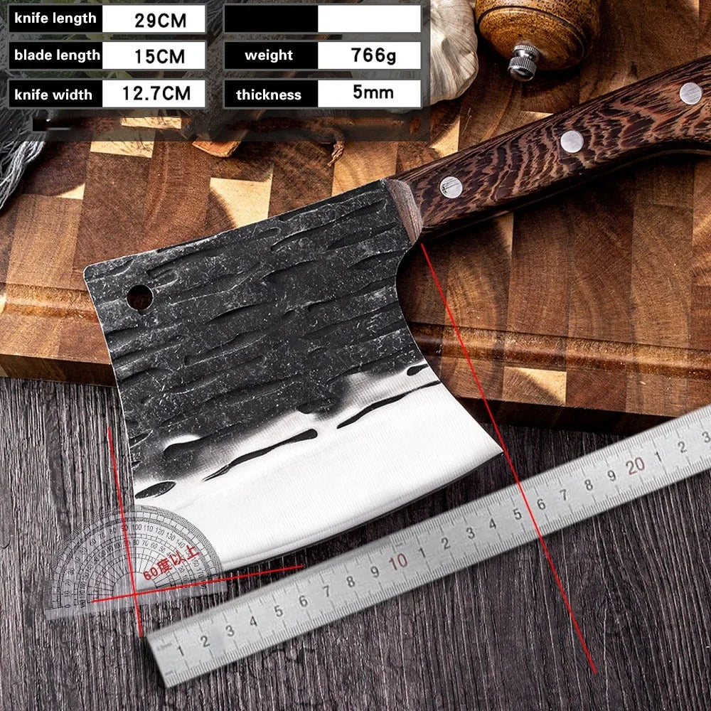 KD Stainless Steel Hand-forged Cut Bone Axe Tough Chopping Knife Butcher Knife