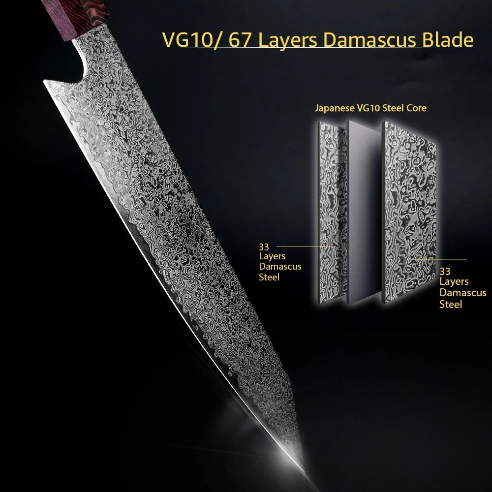 KD Kiritsuke Knife 8 inch Kitchen Knife Japanese Style VG10 67 Layers Damascus Knife