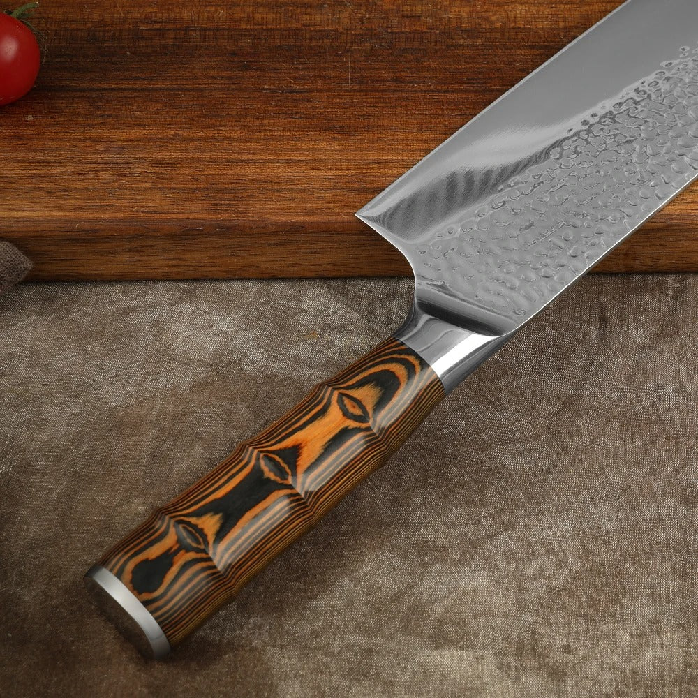 KD Kitchen Nakiri Knife Meat Vegetable Knife With Bamboo Shaped Handle