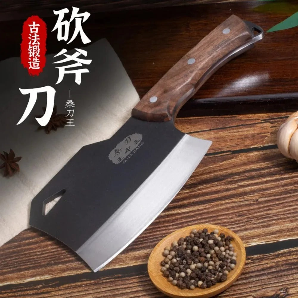 DK Chopping Axe Kitchen Chopper Knife Chef's Cleaver Hatchet Wood Handle