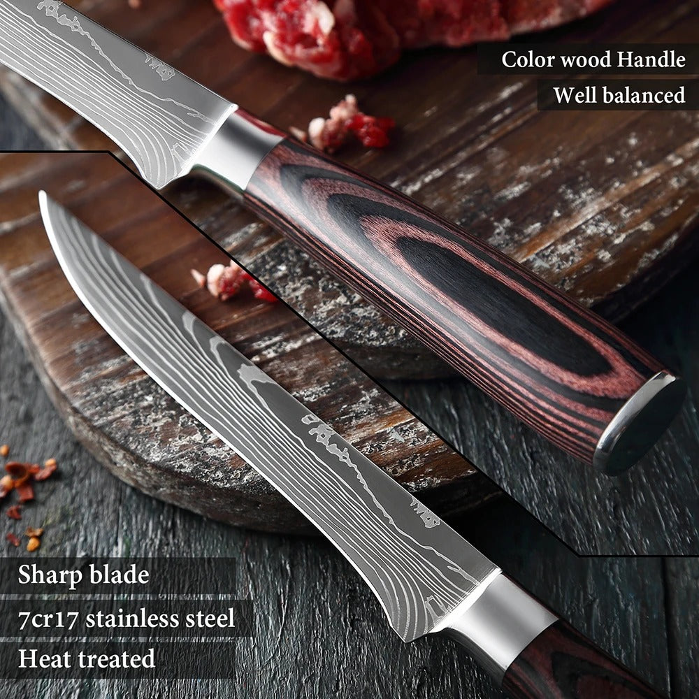 KD Boning Knife Butcher Chef Knife Pine Pattern Stainless Steel Knife