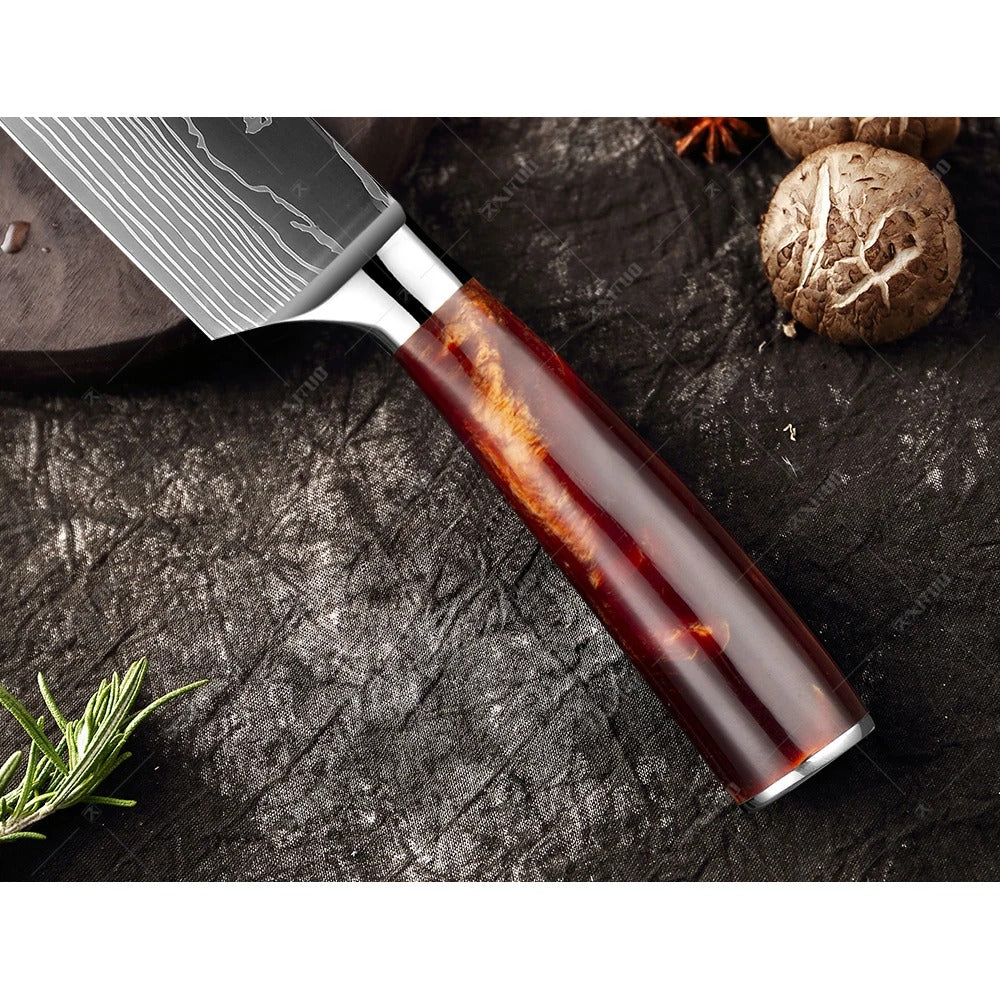 KD 3.5" Inch Paring Knife Professional Laser Damascus Kitchen Knife Resin Handle