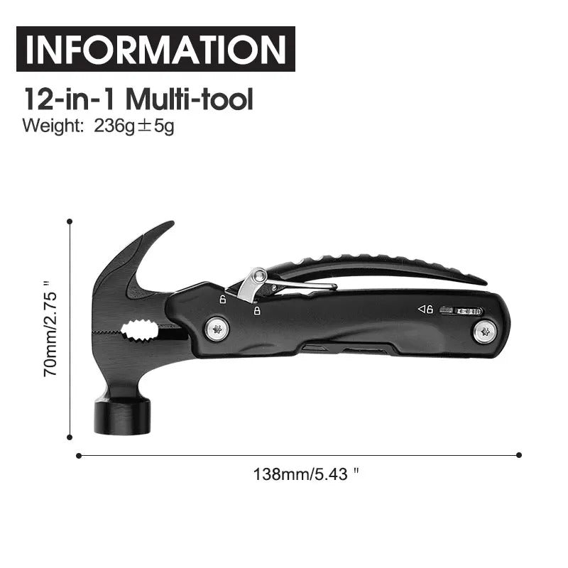 KD 12-in-1 Multi-Tool Hammer Multi-Function Camping Tools