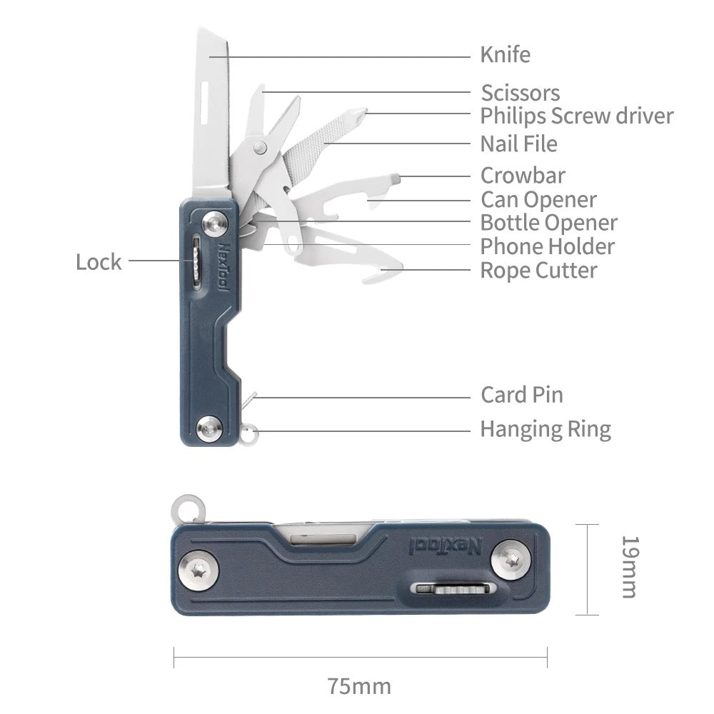 KD 10 IN 1 Mini Folding Pocket Knife Hand Tools