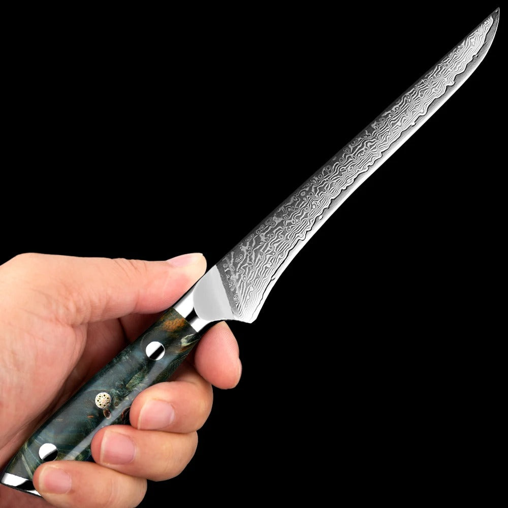 KD 6 Inch Boning Fillet Knife Damascus Japanese 67 Layer Kitchen Chef Knives