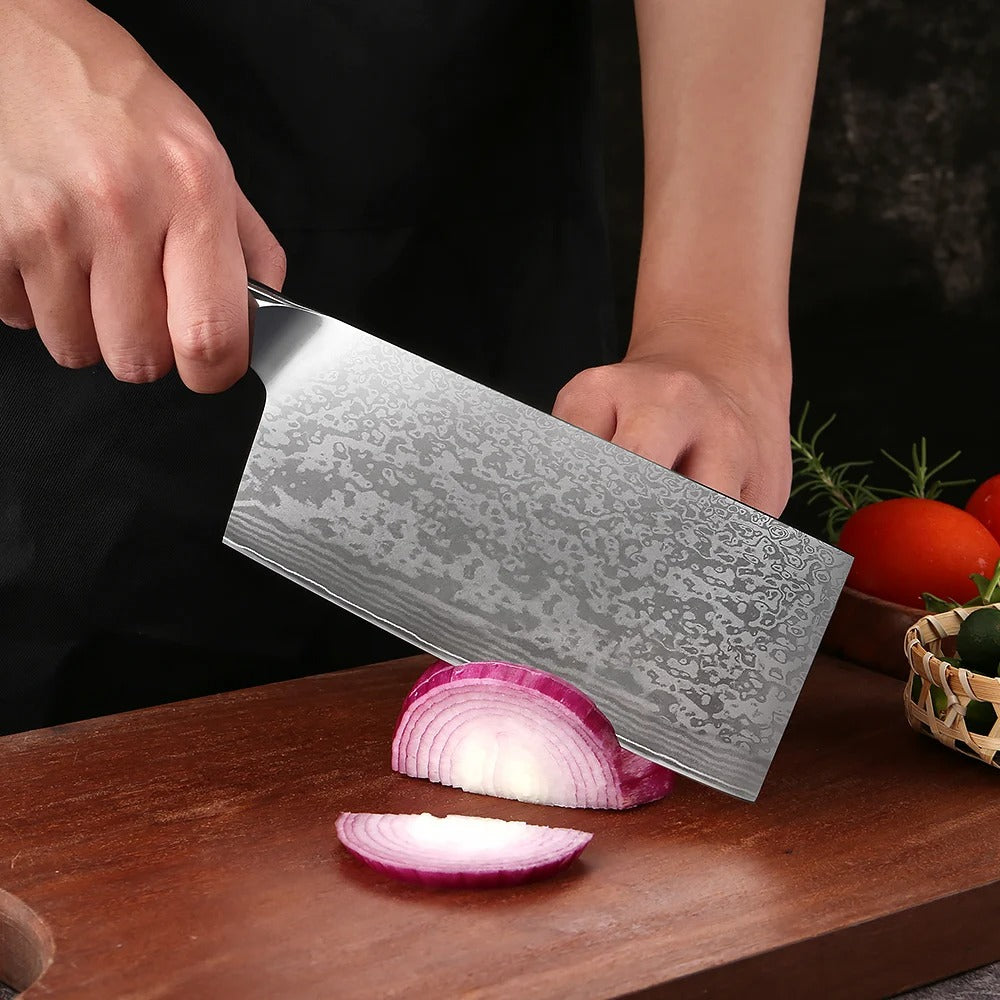 KD Chinese Chef Knife Damascus Steel Knife for Home and Restaurant