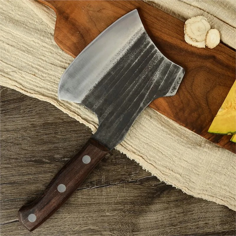 KD Bone Axe Stainless Steel Butcher Knife Ebony Handle With Cover