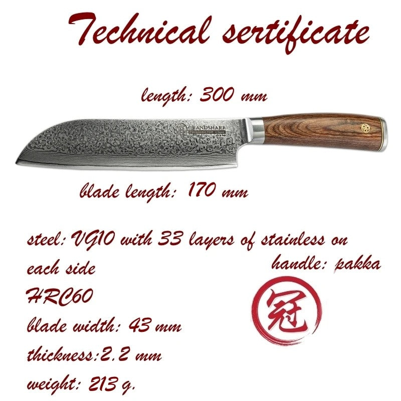 KD Japanese Santoku Knife Damascus Steel 67 layers Stainless Steel Kitchen Chef Knives