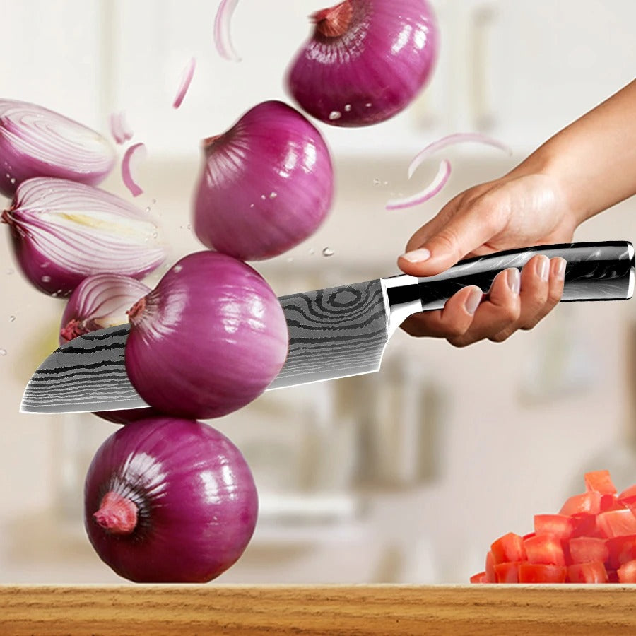 KD Santoku Knife 7" Kitchen Knife Sharp High Carbon Stainless Steel Blade