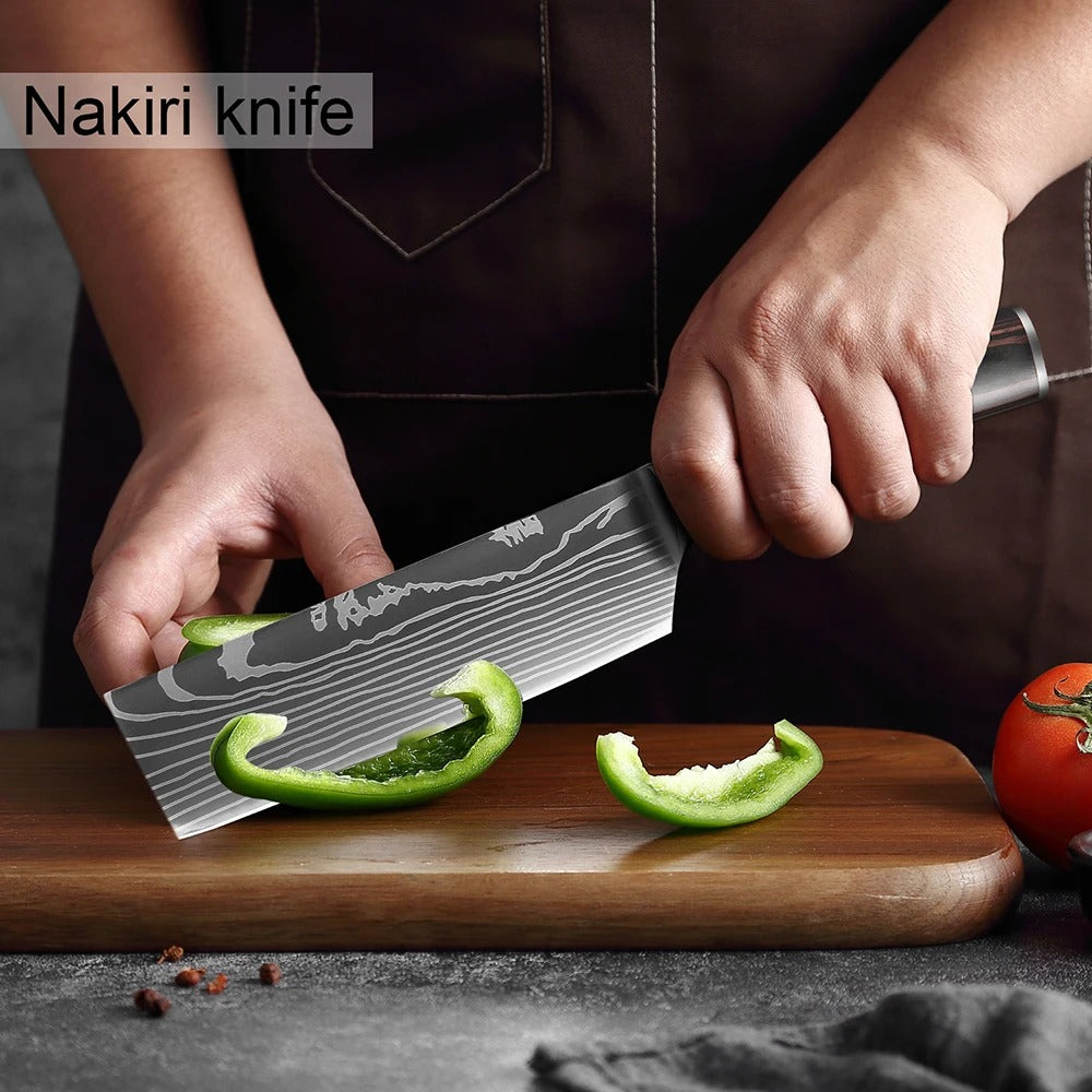 KD 7 Inch Japan Nakiri Chef Knife Stainless Steel Kitchen Knife