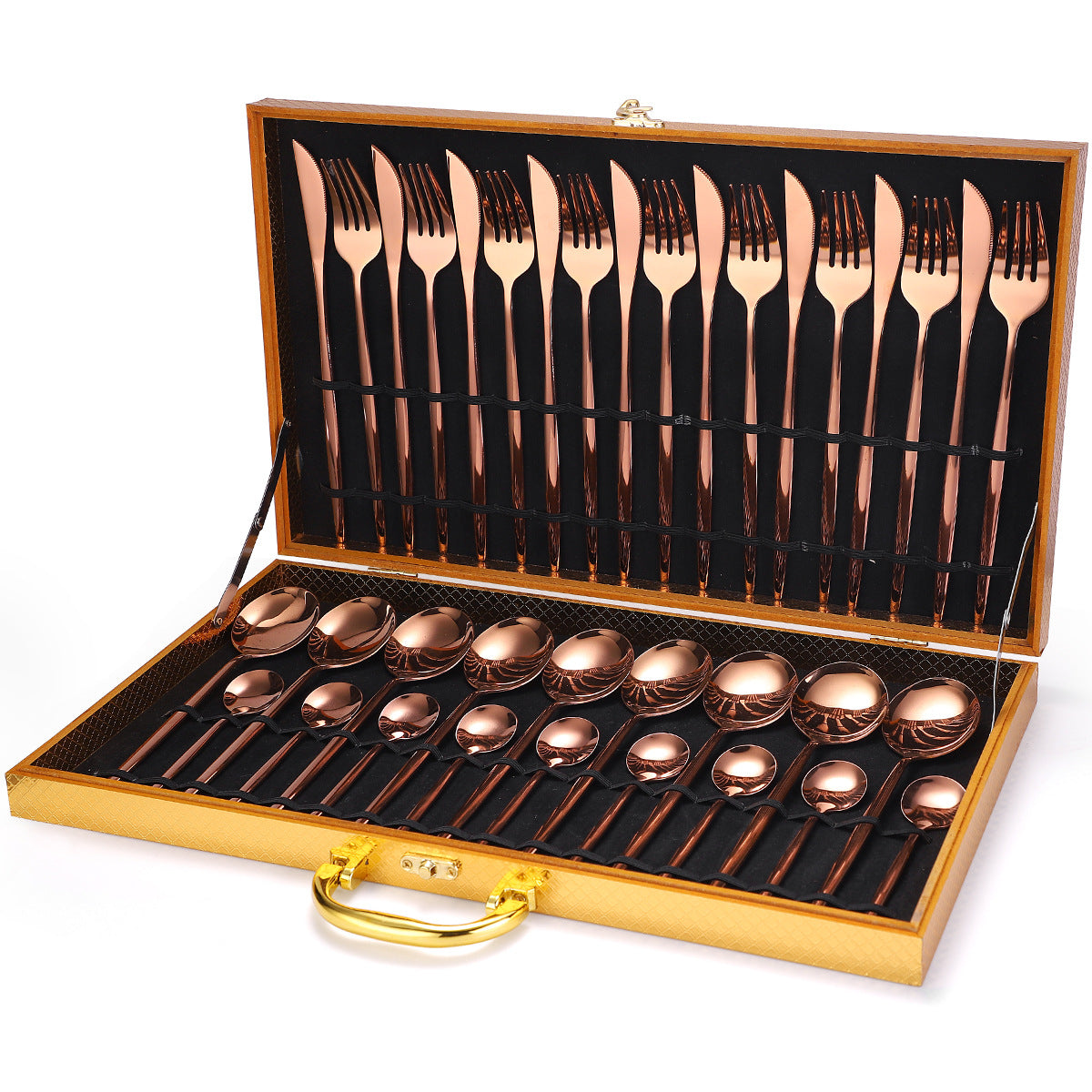 Stainless Steel Tableware Wooden Box Gift Box Set