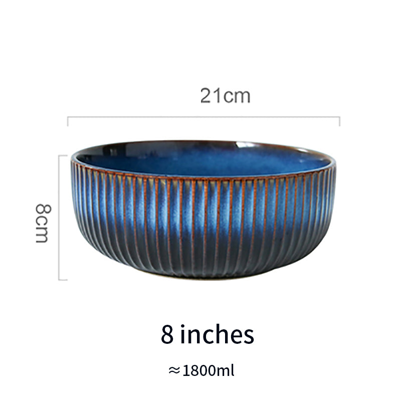 Kiln Turned Blue Ceramic Tableware Noodle Bowl
