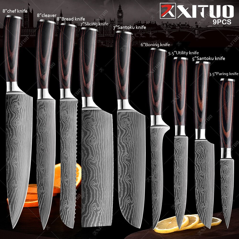 Signature 7-Piece Kitchen Knife Set with Stainless Steel Knife