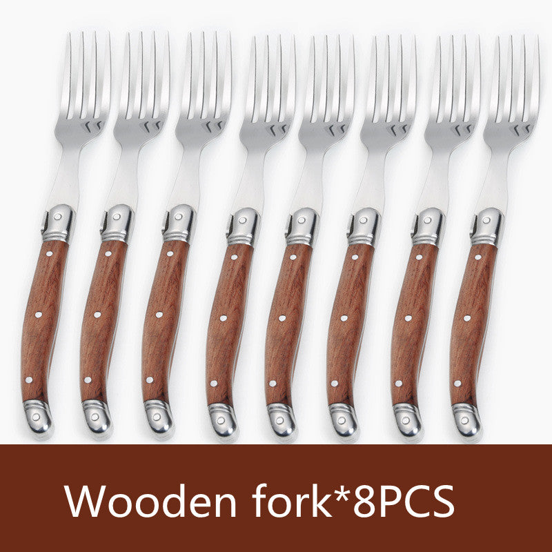 Stainless Steel Rosewood Wooden Handle Western Knife Steak Knife And Fork Set