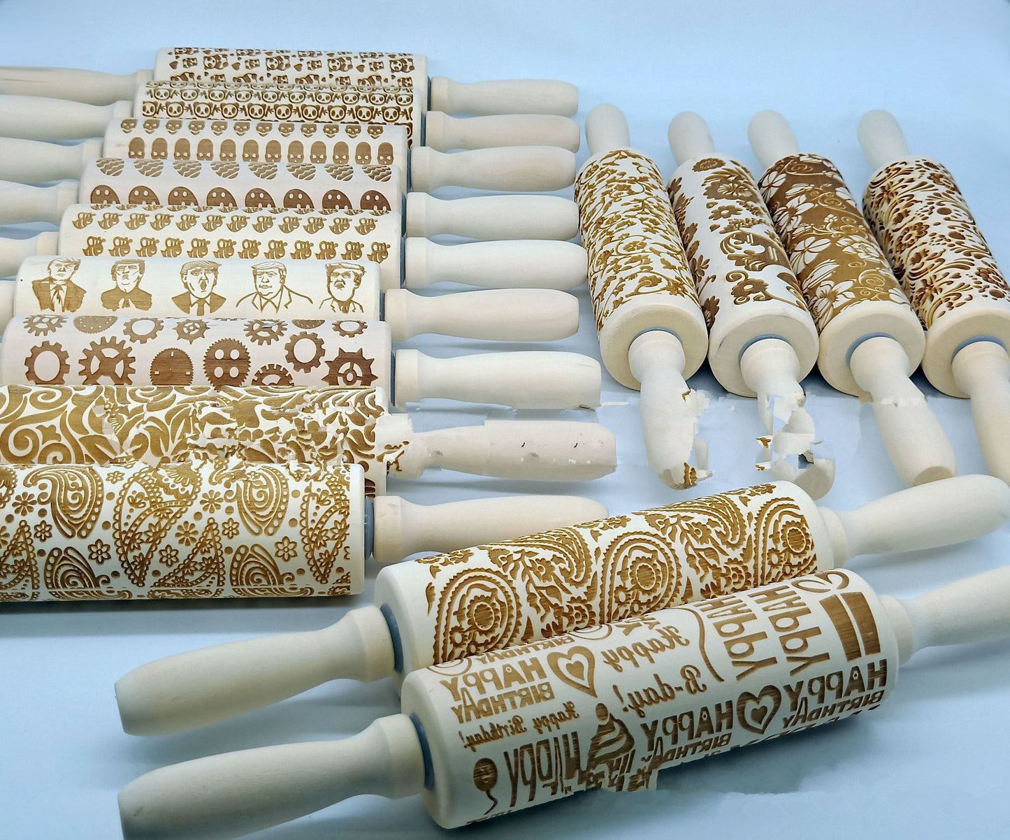 Wooden Square Embossed Rolling Pin Window Grille Printing