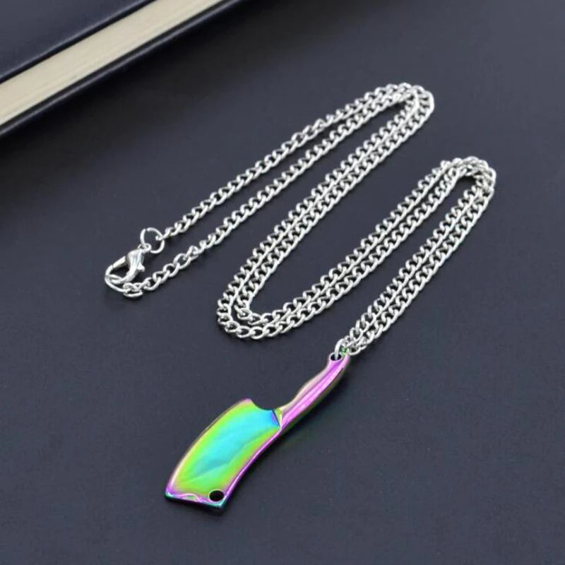 KD High Polished Mini Chef Knife Pendant Necklace for Men Women - rainbow color - Knife Depot Co.