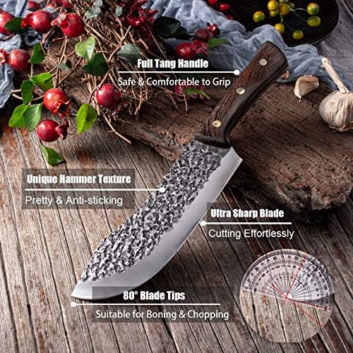 KD Butcher Knife Hand Forged Kitchen Meat Cleaver with Gift Box