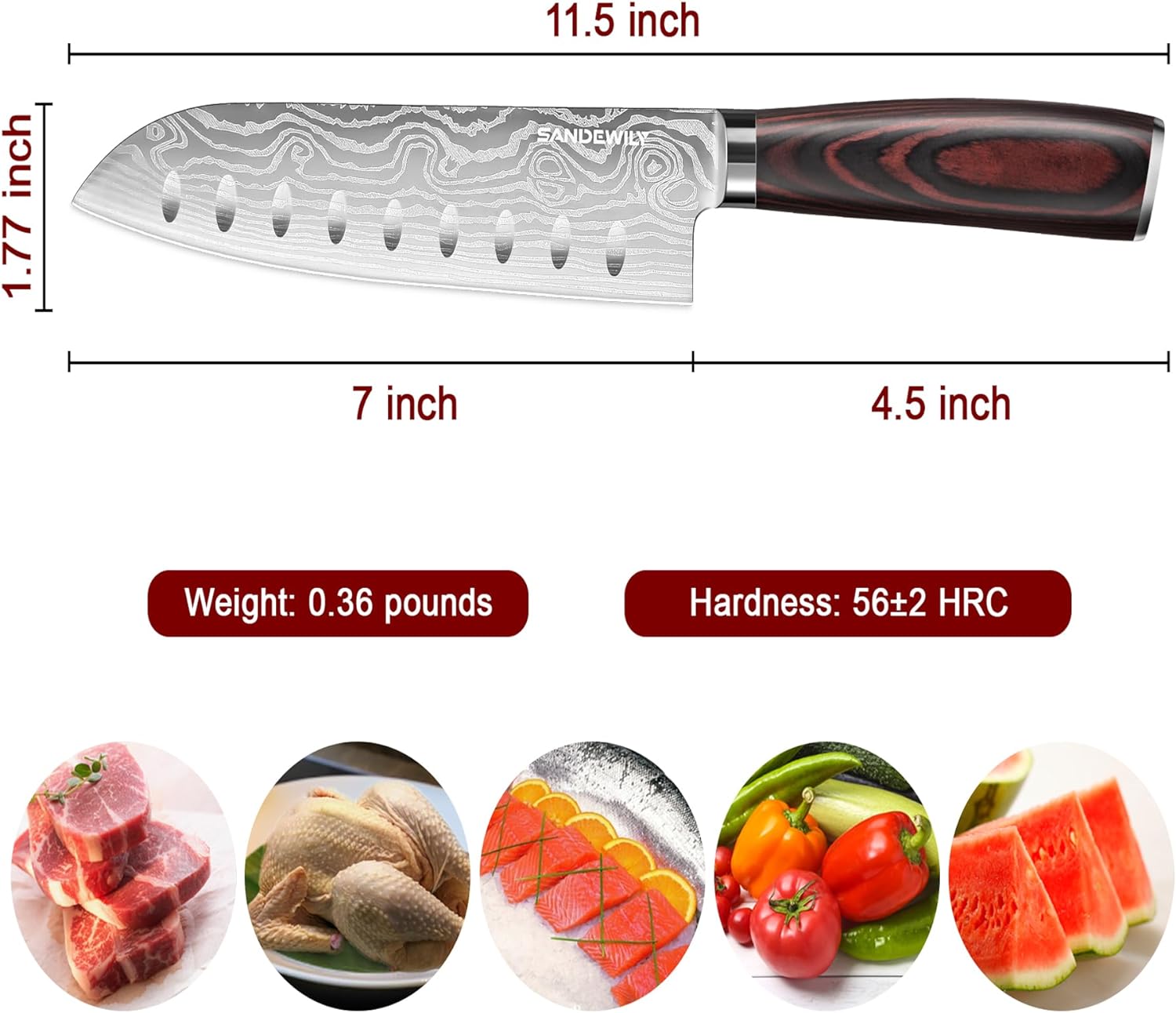 KD 7" Japanese Santoku Knife - Ultra Sharp Kitchen Chef Knife with Sheath & Gift Box