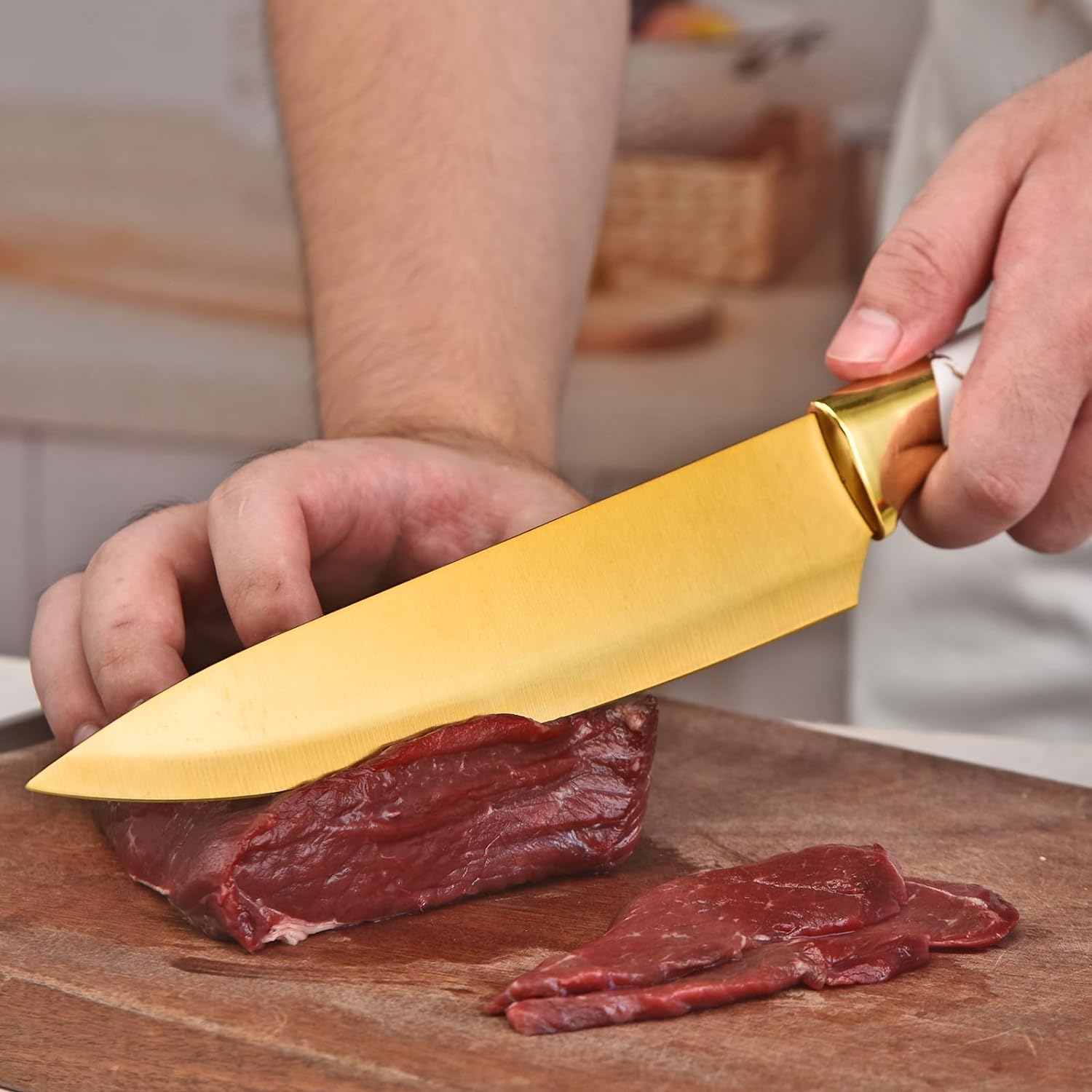 KD 14PCS Kitchen Knife Block Sets with Titanium Coated Blade
