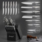 KD 15 PCS Kitchen Knife Block Set with Built-In Sharpener