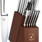 KD Kitchen Knife Set 15 Pieces Japanese Stainless Steel Knife Block Set with Sharpener