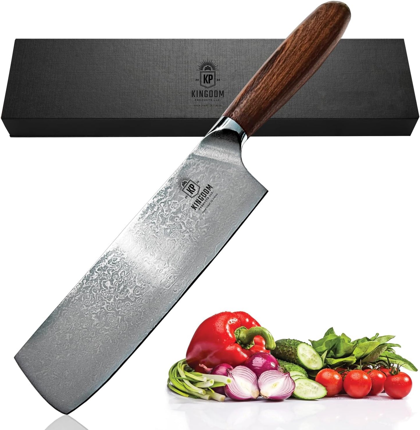 KD 7 inch Razor Sharp Nakiri Knife VG 10 Damascus Steel Knife