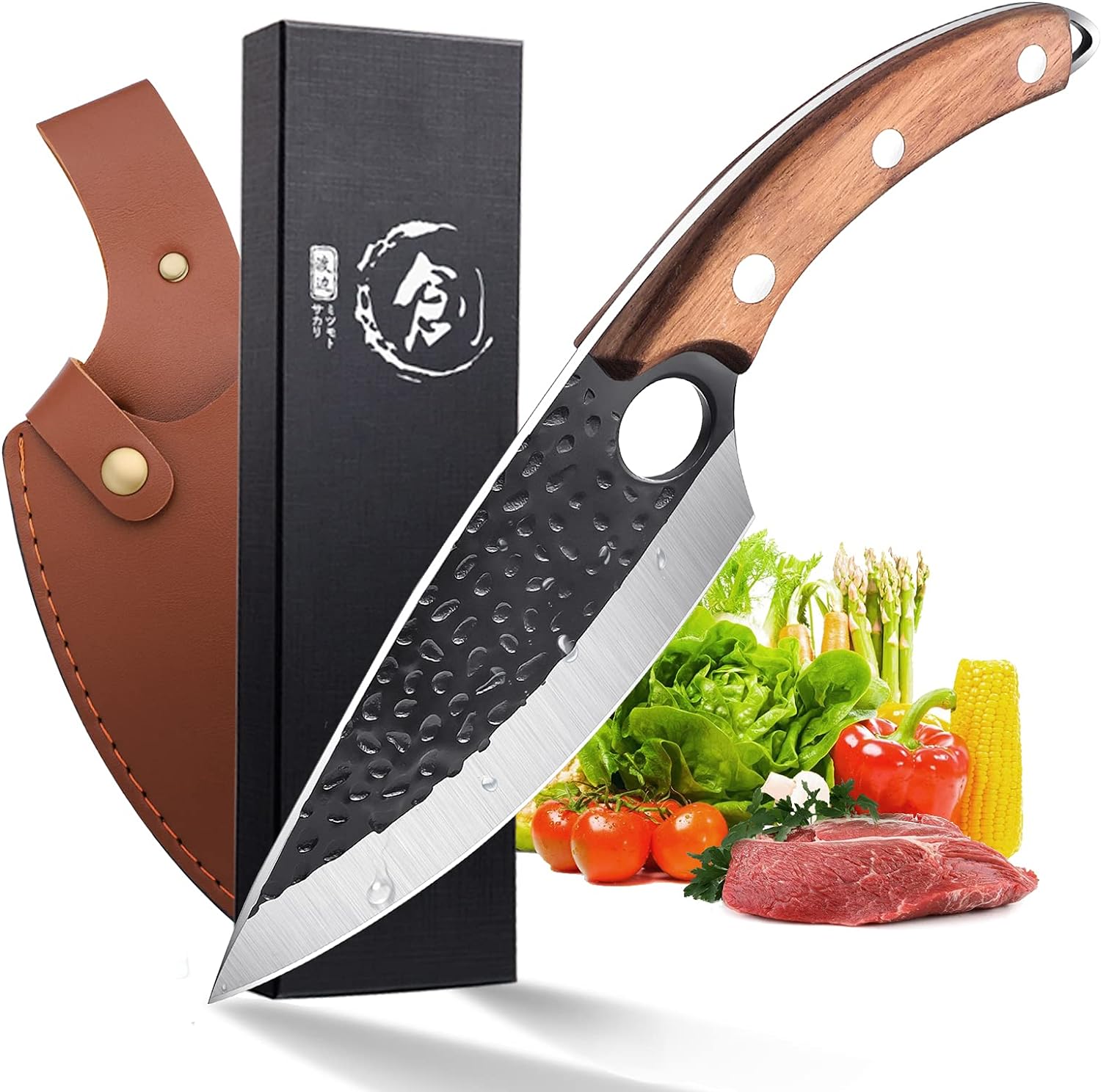 KD Butcher Knife Hand Forged Kitchen Meat Cleaver with Gift Box
