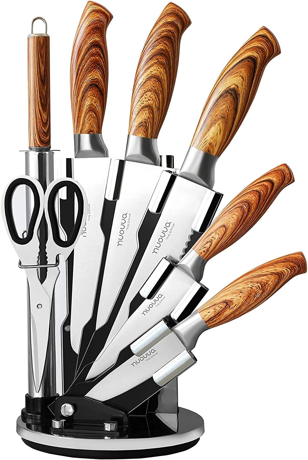 KD Kitchen Knife Sets with 360 Degree Rotating Block Different Color