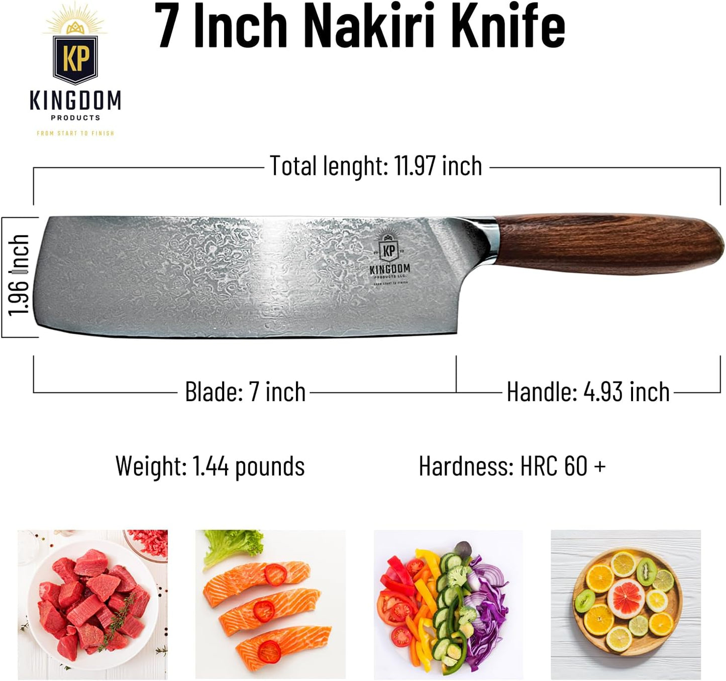 KD 7 inch Razor Sharp Nakiri Knife VG 10 Damascus Steel Knife