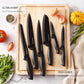 KD Kitchen Knife Set with No Drilling Magnetic Strip for Kitchen Black Titanium