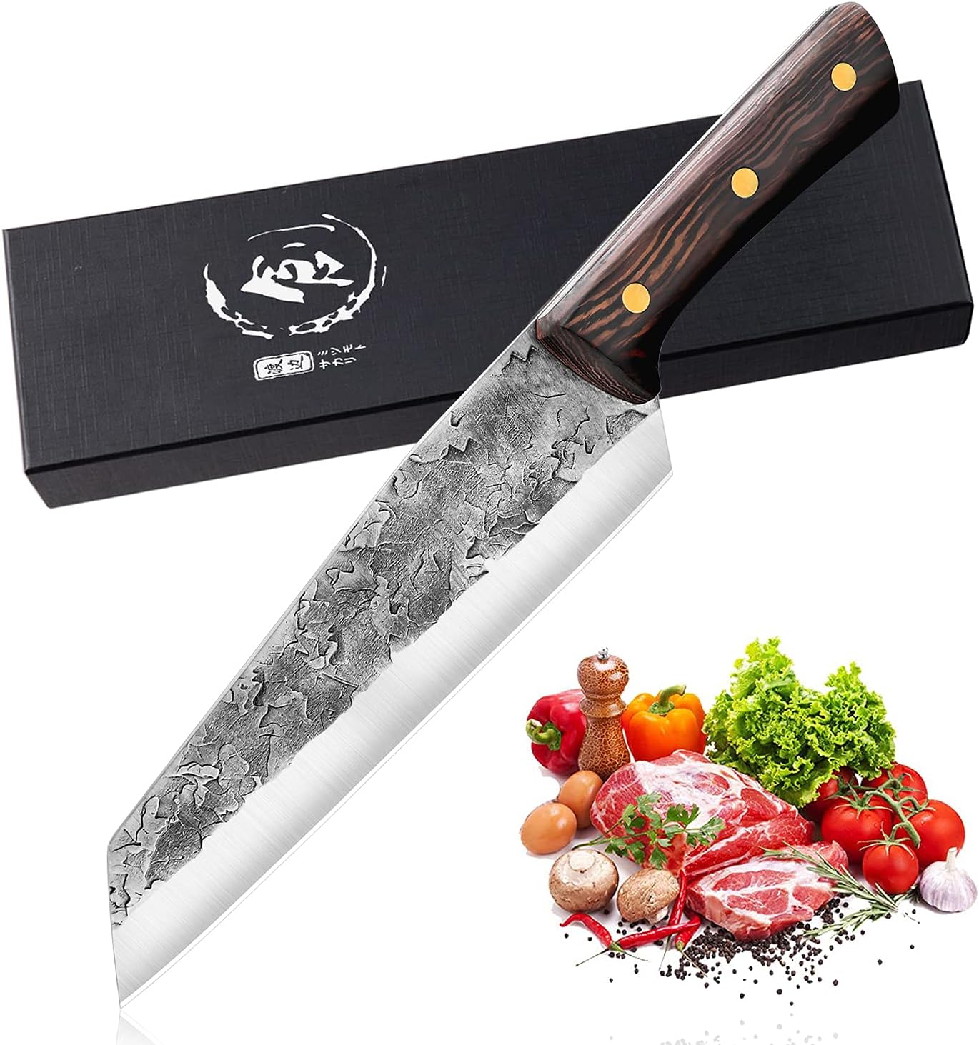 KD Hand Forged Kitchen Butcher Knife Cleaver Ultra Sharp with Gift Box