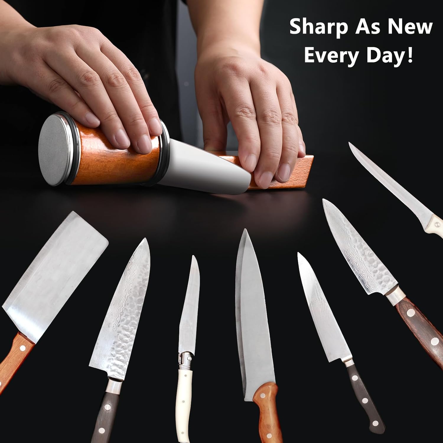 Diamond Knife Sharpener Rod Steel Oval Sharpening Stick For Professional  Chef US