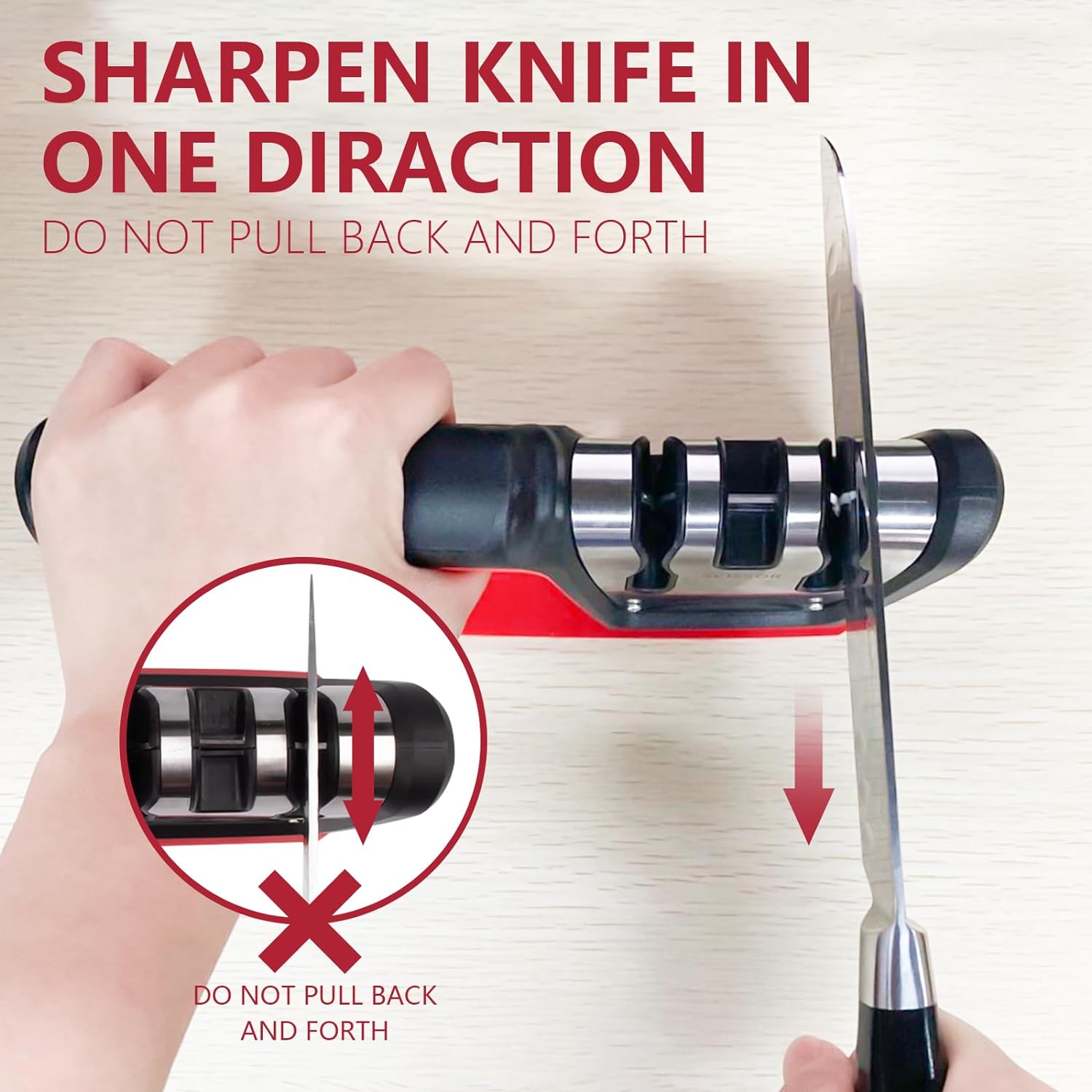 KD 3-In-1 Knife Sharpener Tool, 3-Stage Knife Sharpening