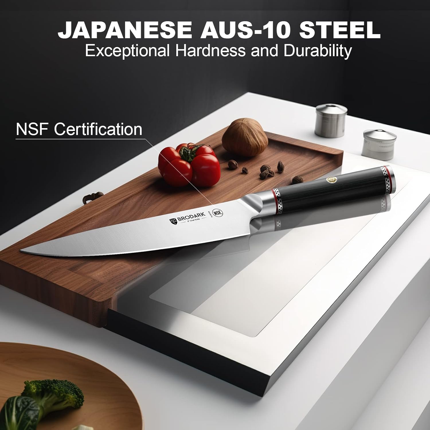 Japanese Chef Knife Professional Kitchen Knife in AUS-10 Steel Gift Box