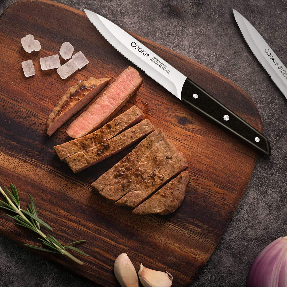 KD Steak Knife, 8Pcs Steak Knife Set Stainless Steel Serrated Steak Knife Dinner Knife for Home
