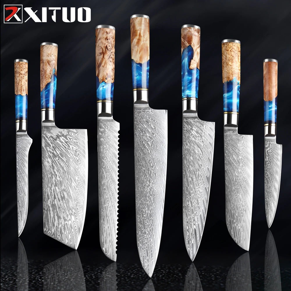 KD Real Damascus Steel Kitchen Knives - Knife Depot Co.
