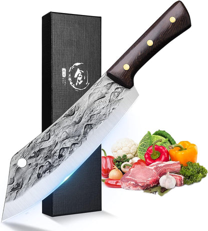 KD Hand Forged Kitchen Butcher Knife Cleaver Ultra Sharp with Gift Box