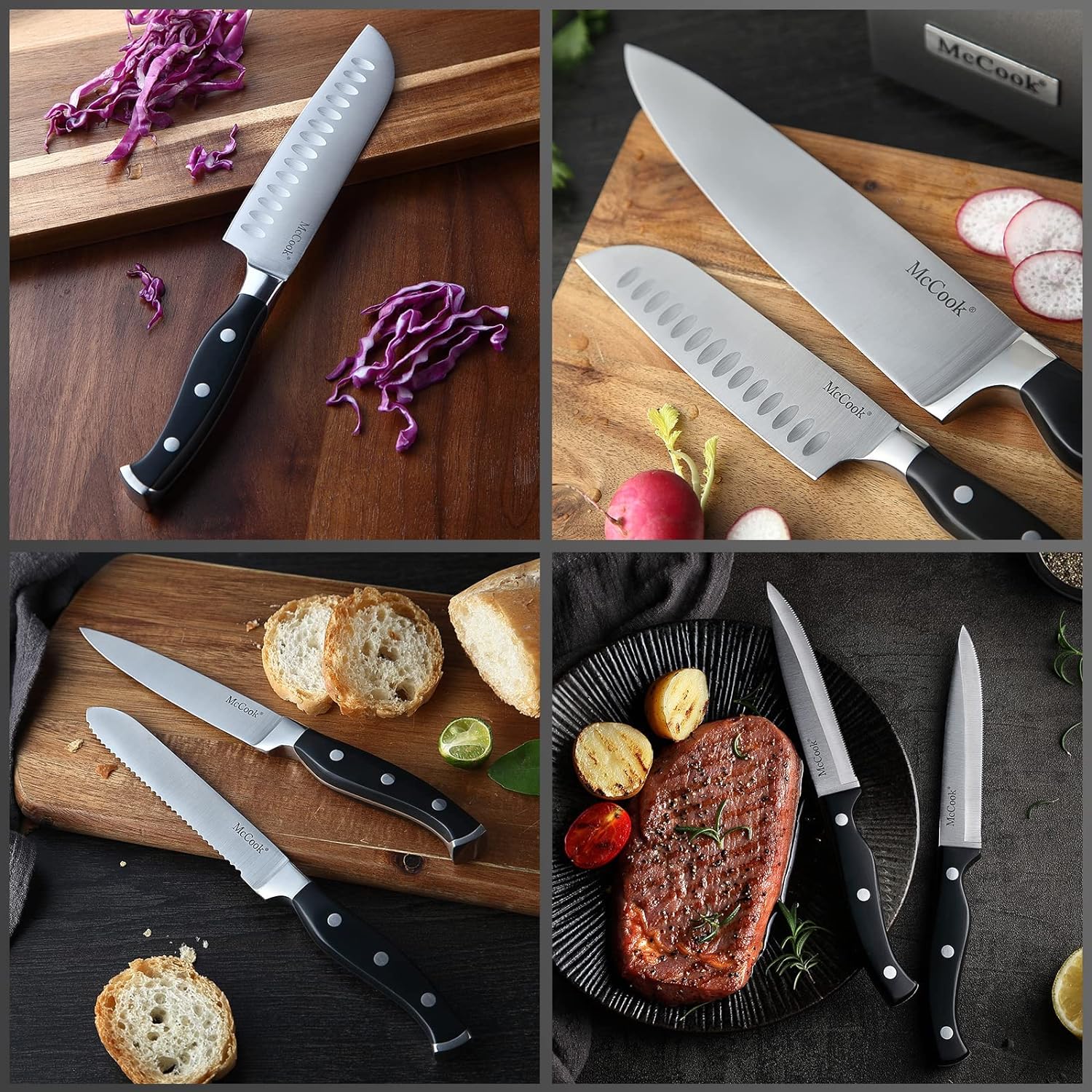 McCook 8 Piece High Carbon Stainless Steel Steak Knife Set