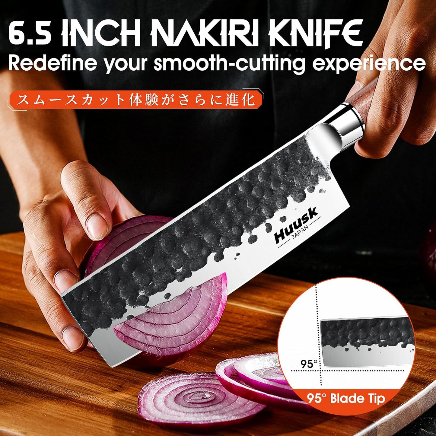 KD Japanese Nakiri Chef Knife, 6.5" Vegetable Chopping Knife with Gift Box