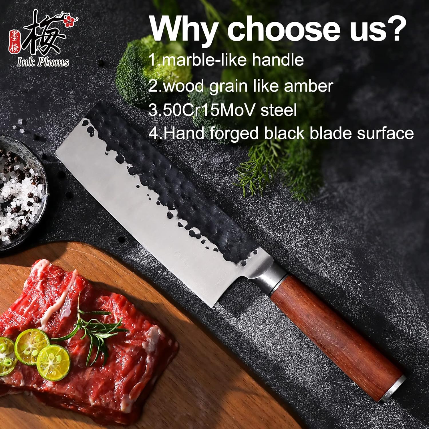 KD Kitchen Nakiri Knife, Vegetable Cleaver Knife with Gift Box
