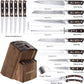KD 16 pcs Knife Set with Built-in Sharpener and Wooden Block Precious Wengewood Handle for Chef Knife Set