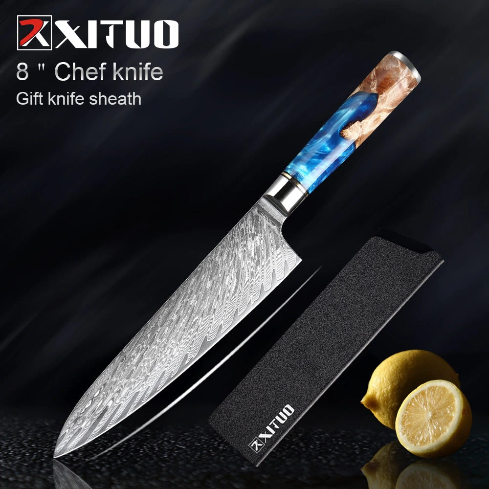 KD Real Damascus Steel Kitchen Knives - 8" Chef - Knife Depot Co.