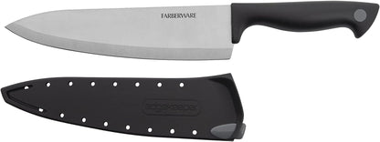 Edgekeeper 8-Inch Chef Knife with Self-Sharpening Blade Cover, High Carbon-Stainless Steel Kitchen Knife with Ergonomic Handle, Razor-Sharp Knife, Black